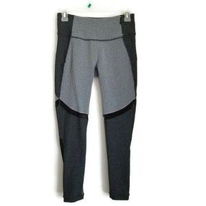 Calia by Carrie Underwood Cropped Leggings Small S Gray Black Mesh Yoga Capri